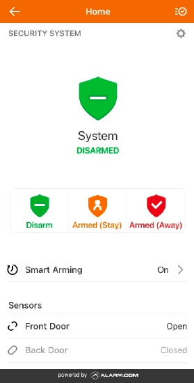 Alarm.com Smart Arming iOS app